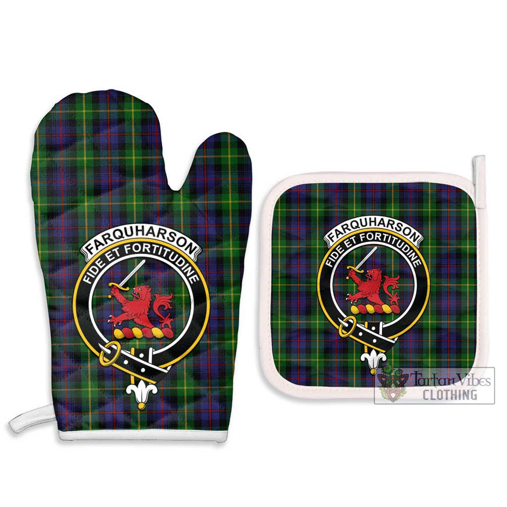 Farquharson Tartan Combo Oven Mitt & Pot-Holder with Family Crest Combo 1 Oven Mitt & 2 Pot-Holder White - Tartan Vibes Clothing