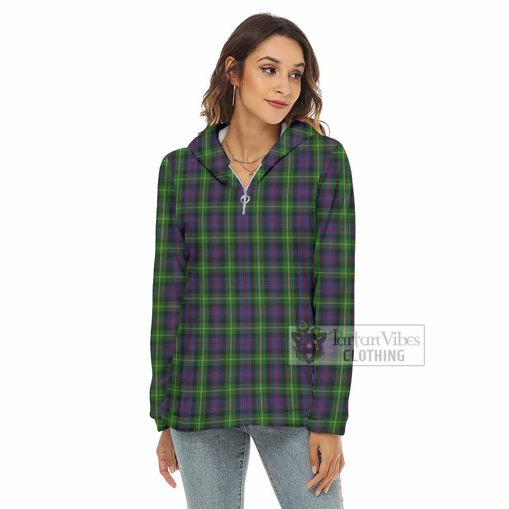 Tartan Vibes Clothing Farquharson Tartan Women's Borg  Half Zip Fleece Hoodie
