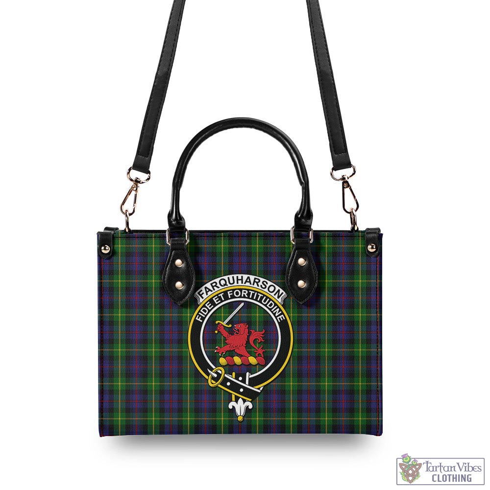 Tartan Vibes Clothing Farquharson Tartan Luxury Leather Handbags with Family Crest