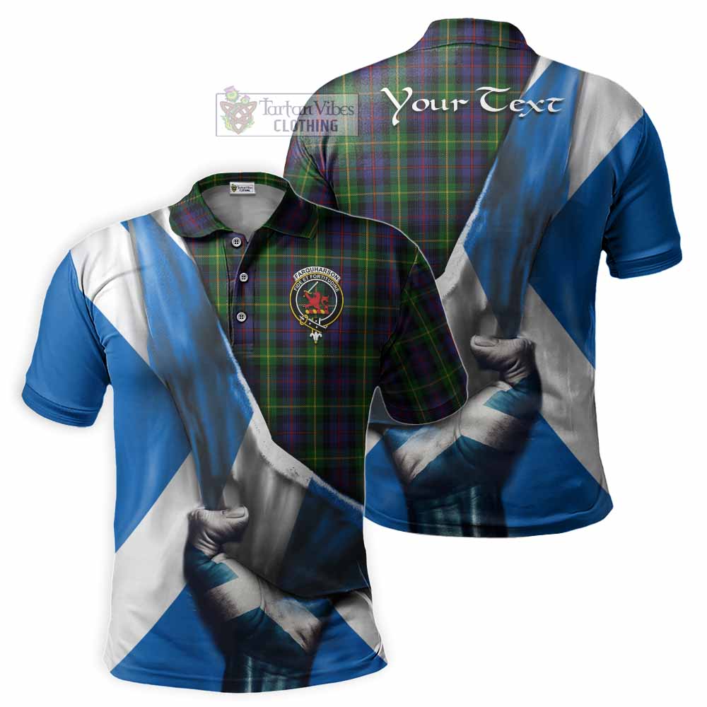 Tartan Vibes Clothing Farquharson Tartan Polo Shirt with Family Crest Scotland Patriotic Style