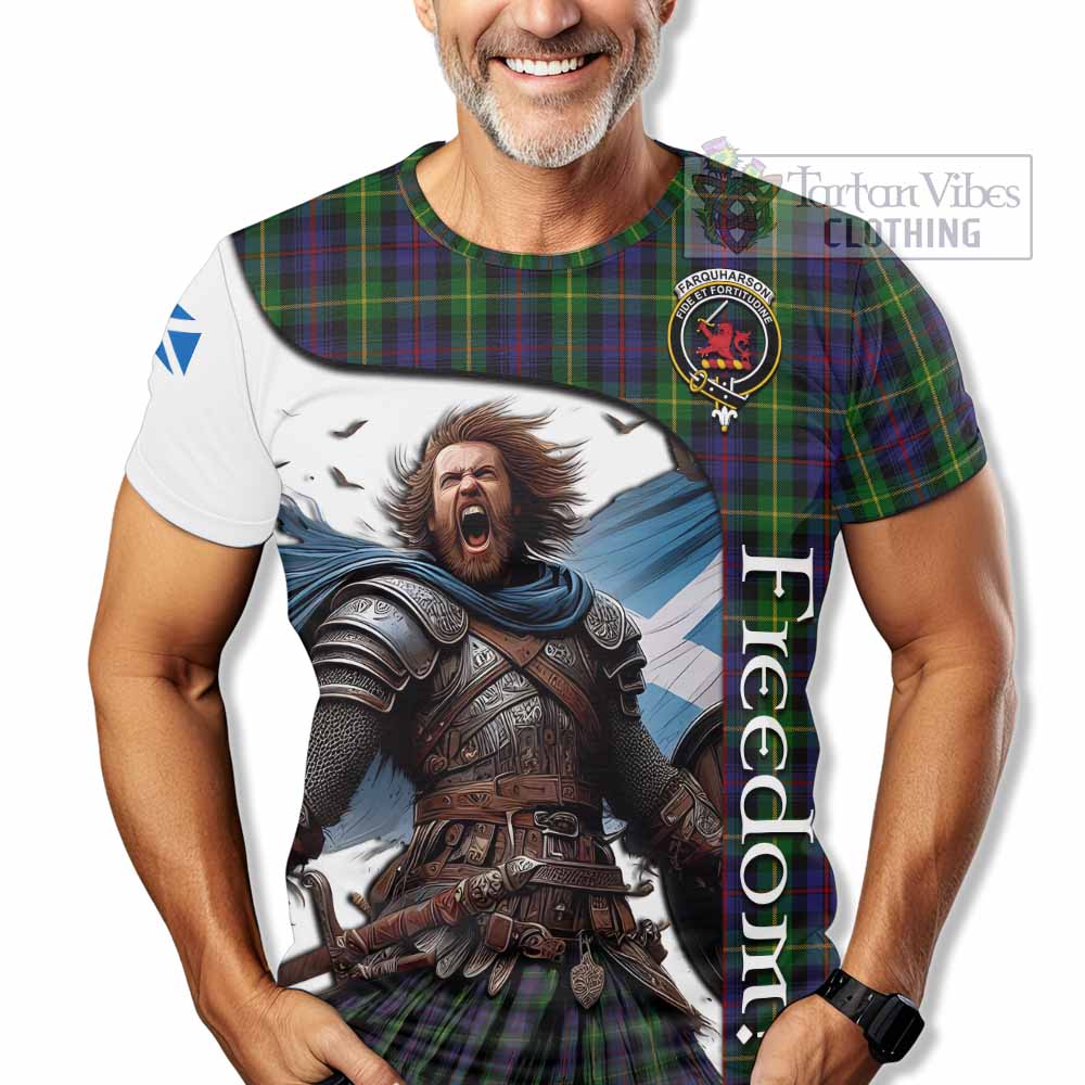 Farquharson Crest Tartan T-Shirt Inspired by the Freedom of Scottish Warrior