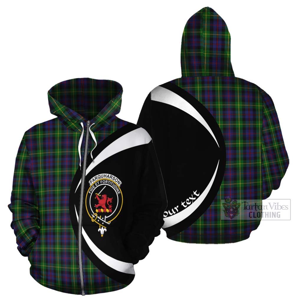 Tartan Vibes Clothing Farquharson Tartan Cotton Hoodie with Family Crest Circle Style