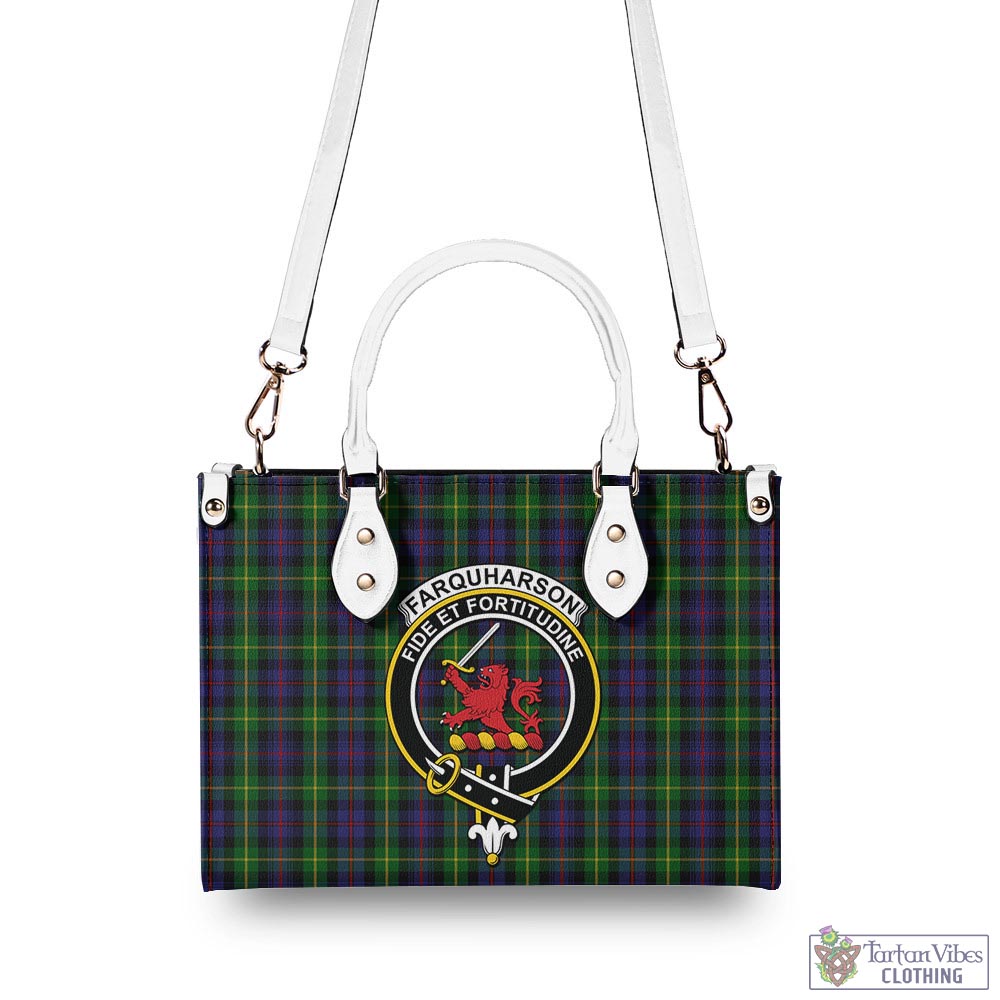 Tartan Vibes Clothing Farquharson Tartan Luxury Leather Handbags with Family Crest