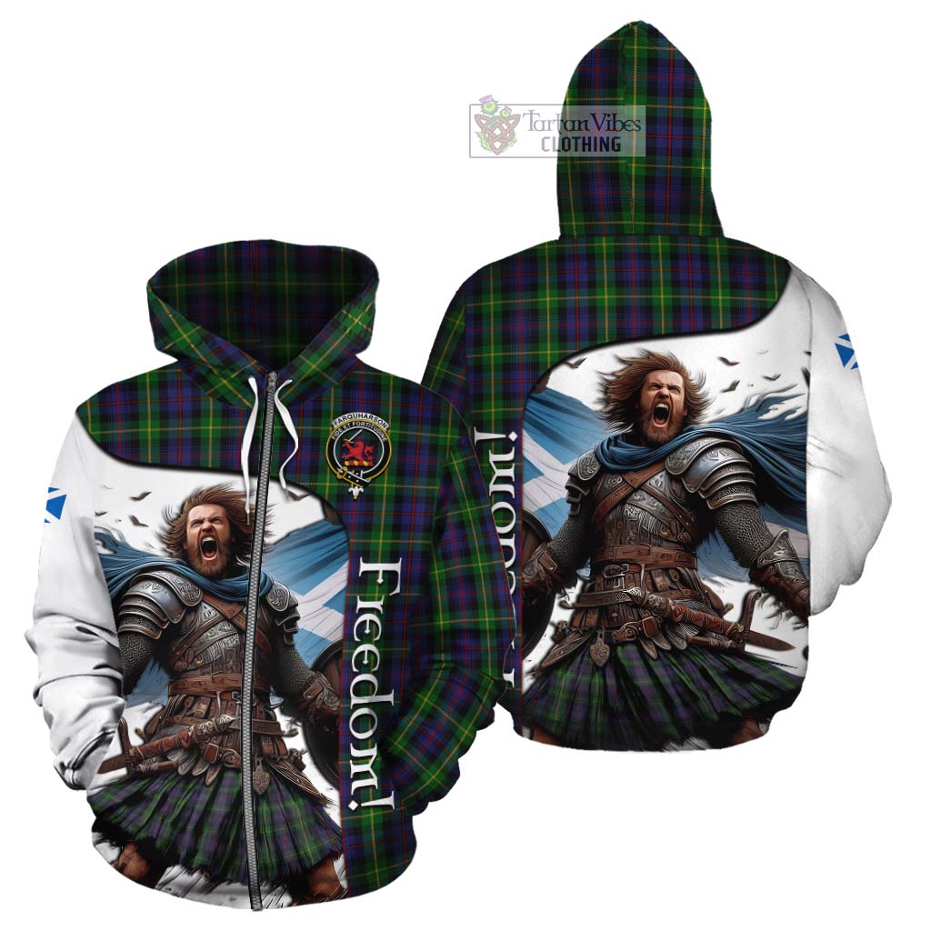 Tartan Vibes Clothing Farquharson Crest Tartan Cotton Hoodie Inspired by the Freedom of Scottish Warrior