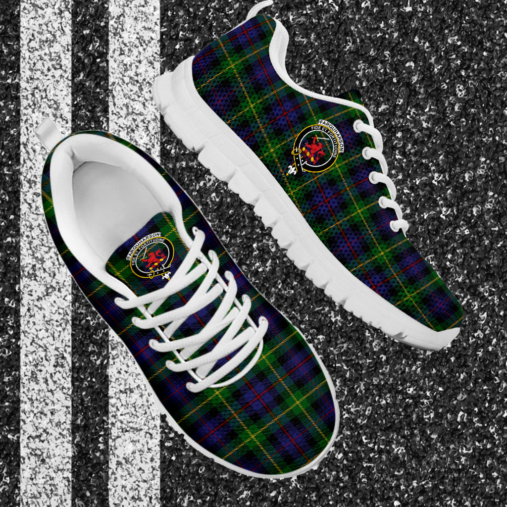 Farquharson Tartan Sneakers with Family Crest - Tartan Vibes Clothing