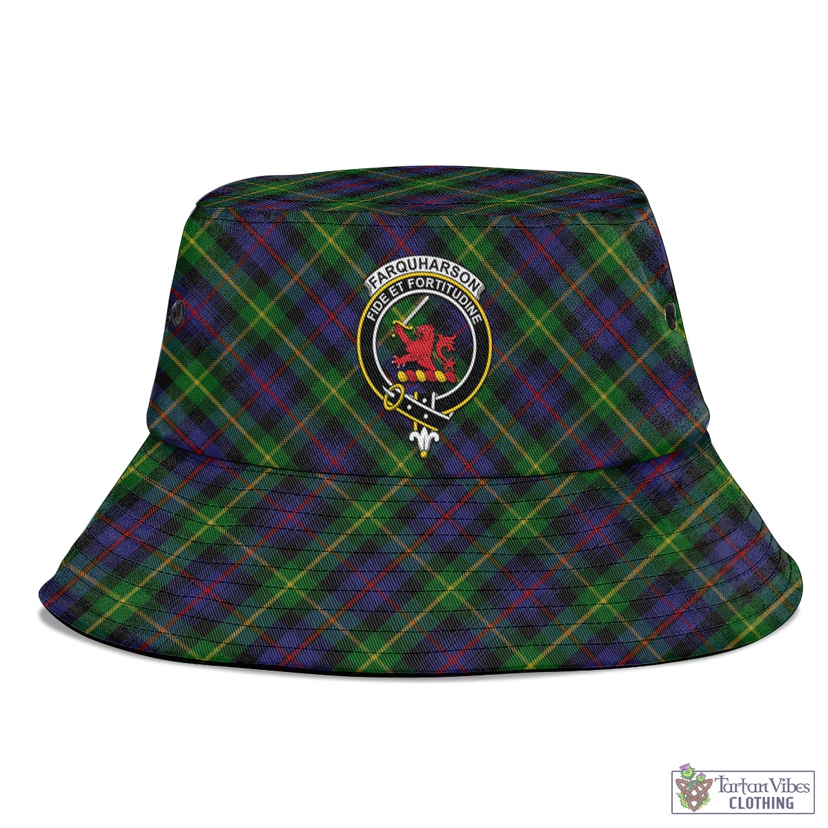 Tartan Vibes Clothing Farquharson Tartan Bucket Hat with Family Crest