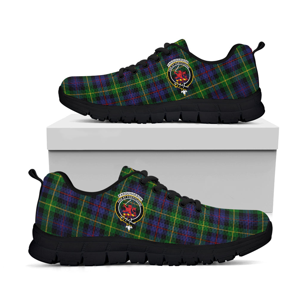 Farquharson Tartan Sneakers with Family Crest - Tartan Vibes Clothing