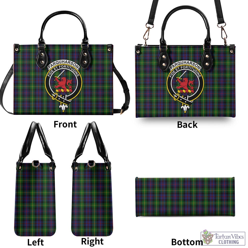 Tartan Vibes Clothing Farquharson Tartan Luxury Leather Handbags with Family Crest