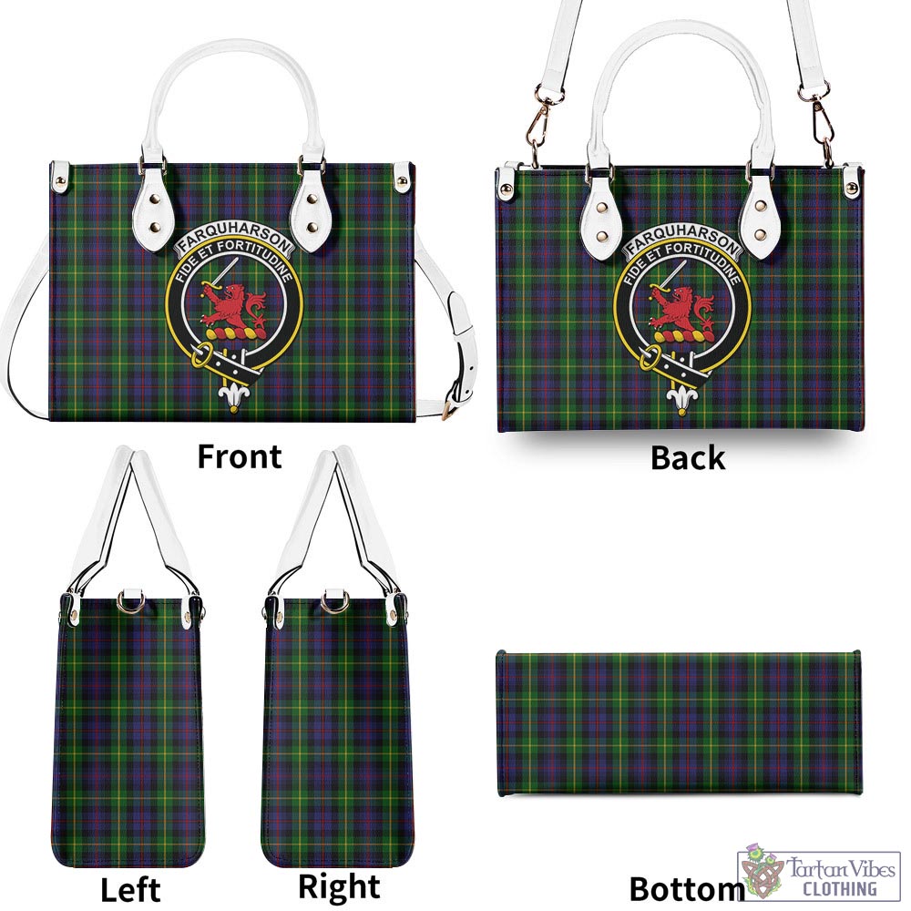 Tartan Vibes Clothing Farquharson Tartan Luxury Leather Handbags with Family Crest
