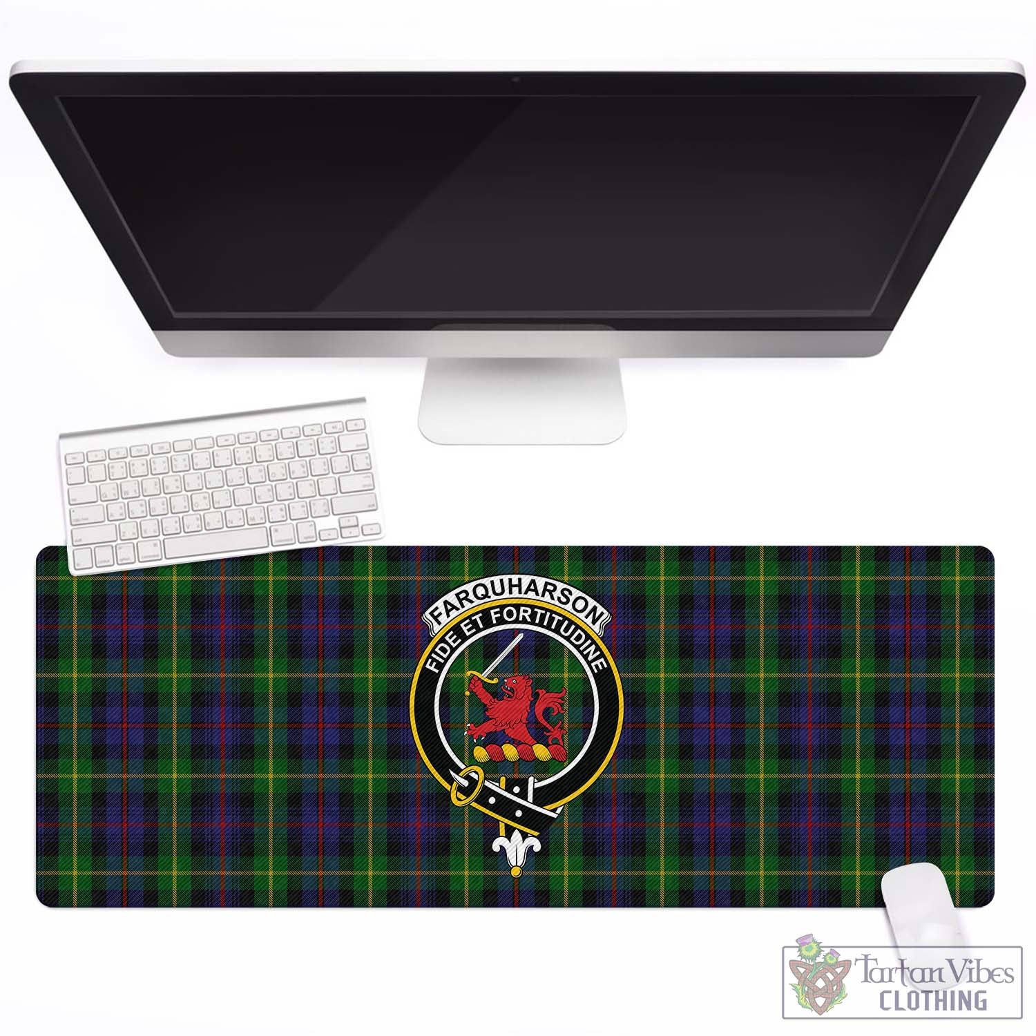 Tartan Vibes Clothing Farquharson Tartan Mouse Pad with Family Crest