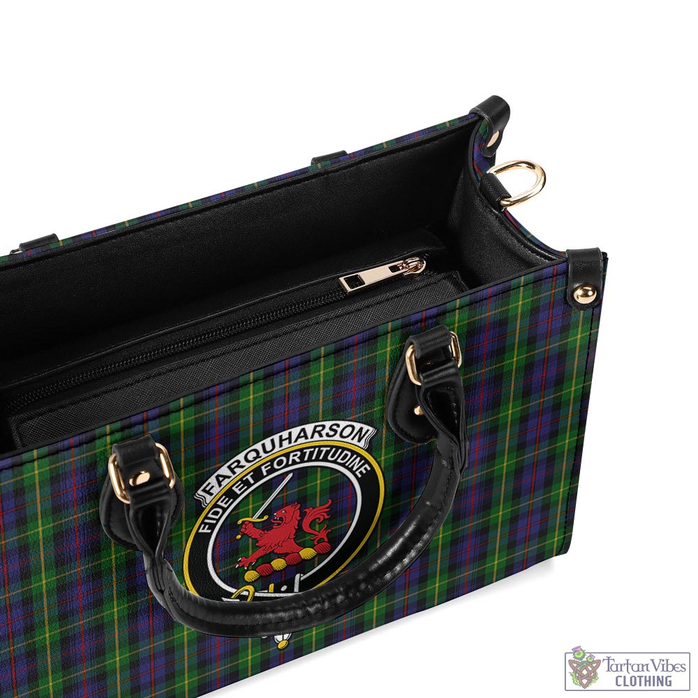 Tartan Vibes Clothing Farquharson Tartan Luxury Leather Handbags with Family Crest