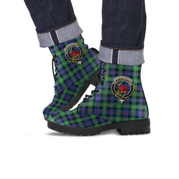 Farquharson Ancient Tartan Leather Boots with Family Crest