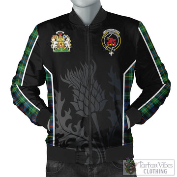 Farquharson Ancient Tartan Bomber Jacket with Family Crest and Scottish Thistle Vibes Sport Style