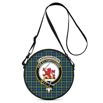 Farquharson Ancient Tartan Round Satchel Bags with Family Crest