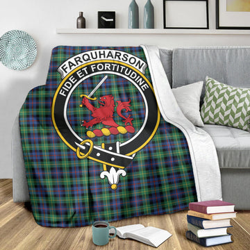 Farquharson Ancient Tartan Blanket with Family Crest