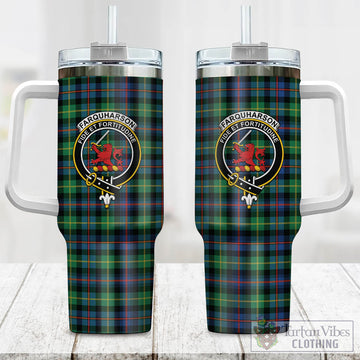 Farquharson Ancient Tartan and Family Crest Tumbler with Handle