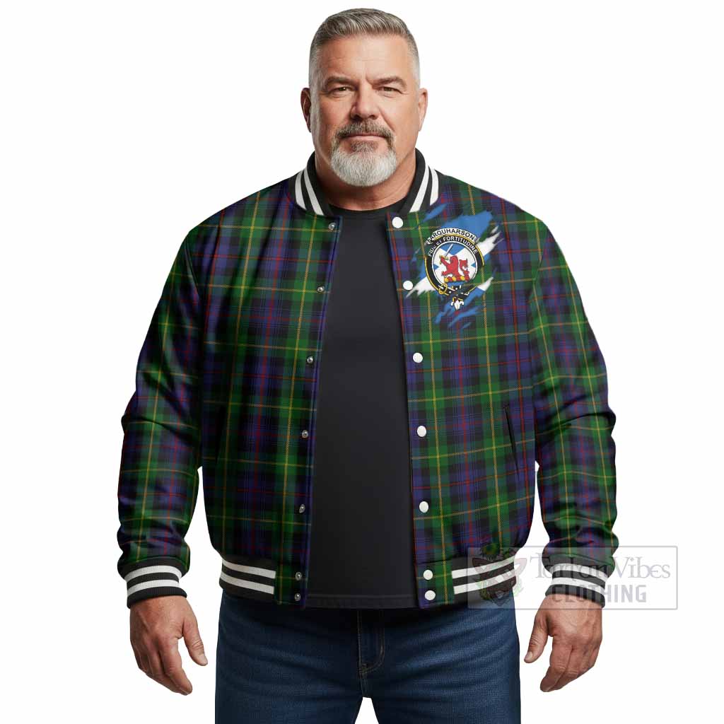 Farquharson Clan Crest In Me Tartan Baseball Jacket Scotland Flag Style