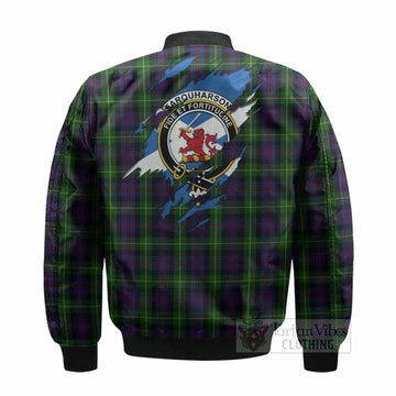 Farquharson Clan Crest In Me Tartan Bomber Jacket Scotland Flag Style