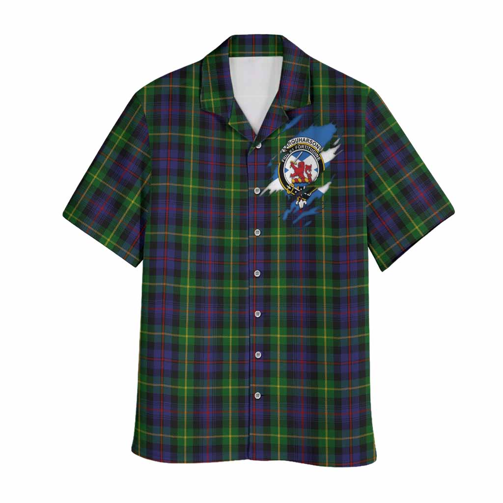 Farquharson Clan Crest In Me Tartan Hawaiian Shirt Scotland Flag Style