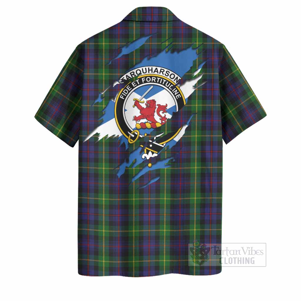 Farquharson Clan Crest In Me Tartan Hawaiian Shirt Scotland Flag Style