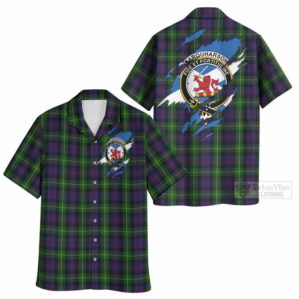 Farquharson Clan Crest In Me Tartan Hawaiian Shirt Scotland Flag Style
