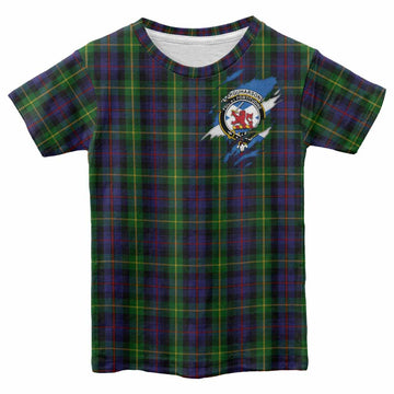 Farquharson Clan Crest In Me Tartan Kid T-shirt Scotland Flag Style