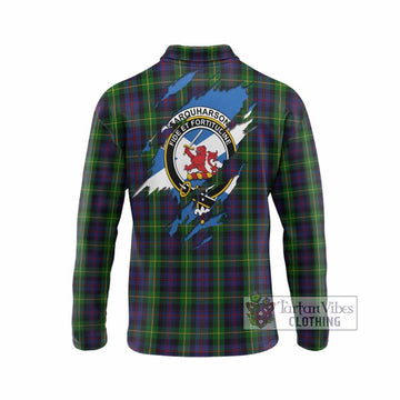 Farquharson Clan Crest In Me Tartan Long Sleeve Polo Shirt Scotland Flag Style