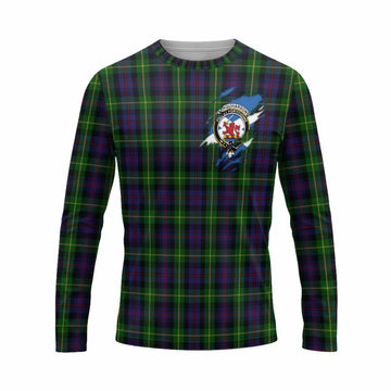 Farquharson Clan Crest In Me Tartan Long Sleeve T-Shirt Scotland Flag Style