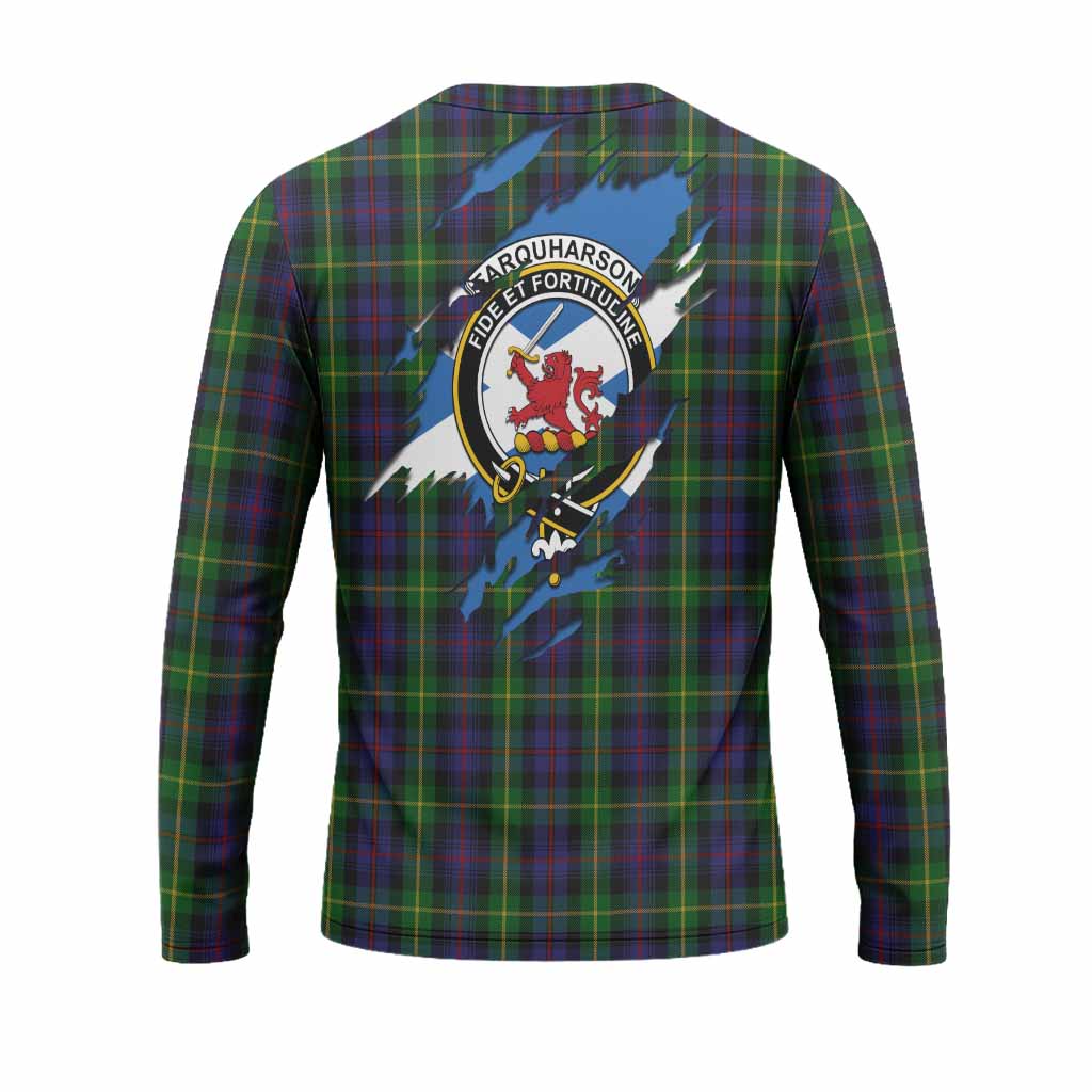 Farquharson Clan Crest In Me Tartan Long Sleeve T-Shirt Scotland Flag Style