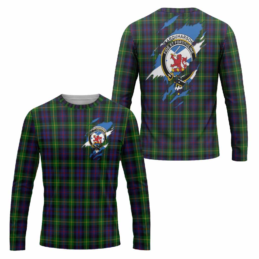 Farquharson Clan Crest In Me Tartan Long Sleeve T-Shirt Scotland Flag Style