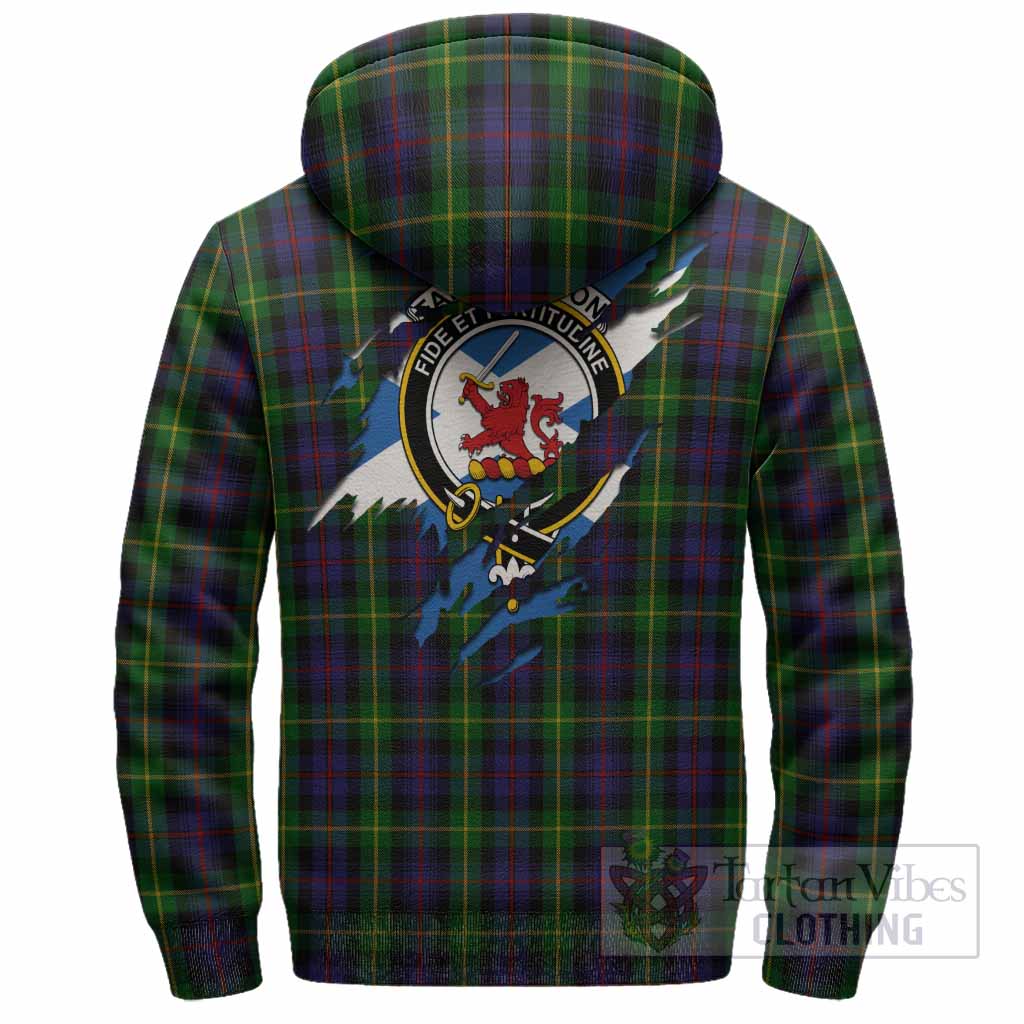 Farquharson Clan Crest In Me Tartan Sherpa Hoodie Scotland Flag Style