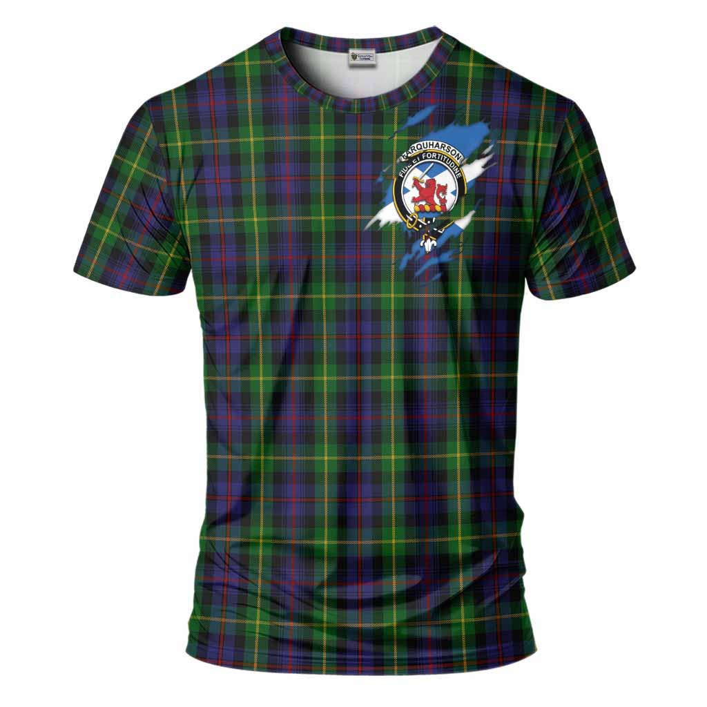 Farquharson Clan Crest In Me Tartan T-Shirt Scotland Flag Style
