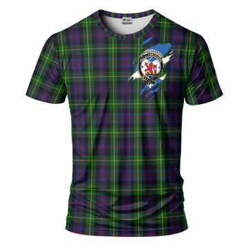 Farquharson Clan Crest In Me Tartan T-Shirt Scotland Flag Style