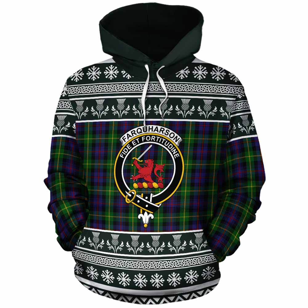 Farquharson Clan Tartan Christmas Cotton Hoodie with Family Crest - Tartan Vibes Clothing