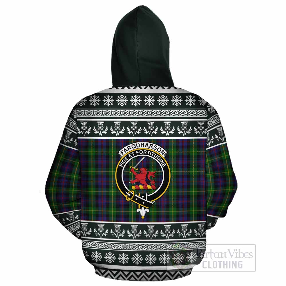 Farquharson Clan Tartan Christmas Cotton Hoodie with Family Crest - Tartan Vibes Clothing