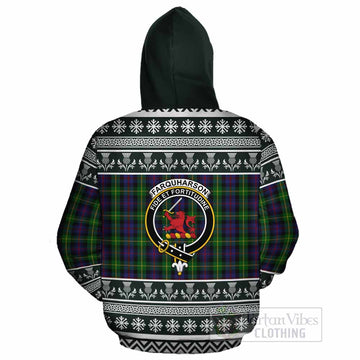 Farquharson Clan Tartan Christmas Cotton Hoodie with Family Crest