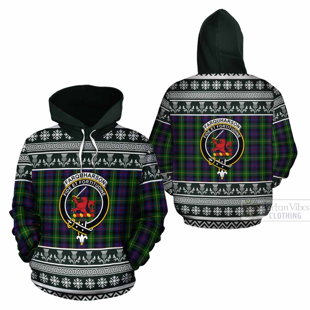 Farquharson Clan Tartan Christmas Cotton Hoodie with Family Crest - Tartan Vibes Clothing