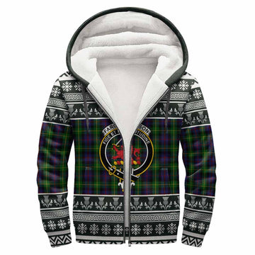 Farquharson Clan Tartan Christmas Fleece Hoodie with Family Crest
