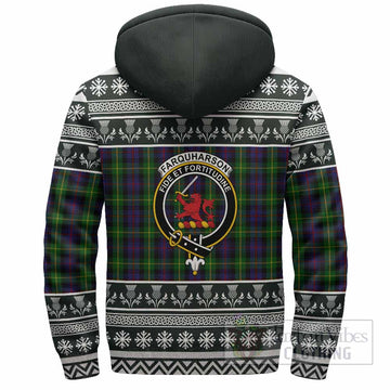 Farquharson Clan Tartan Christmas Fleece Hoodie with Family Crest