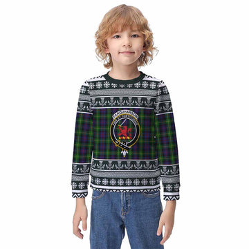 Farquharson Clan Tartan Christmas Kid Ugly Sweatshirt with Family Crest