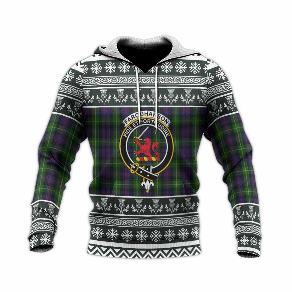Farquharson Clan Tartan Christmas Knitted Hoodie with Family Crest - Tartan Vibes Clothing
