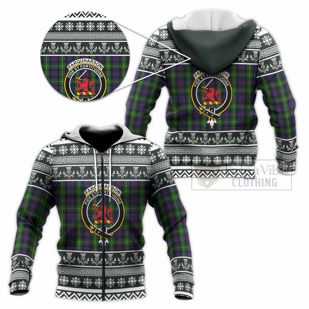 Farquharson Clan Tartan Christmas Knitted Hoodie with Family Crest - Tartan Vibes Clothing