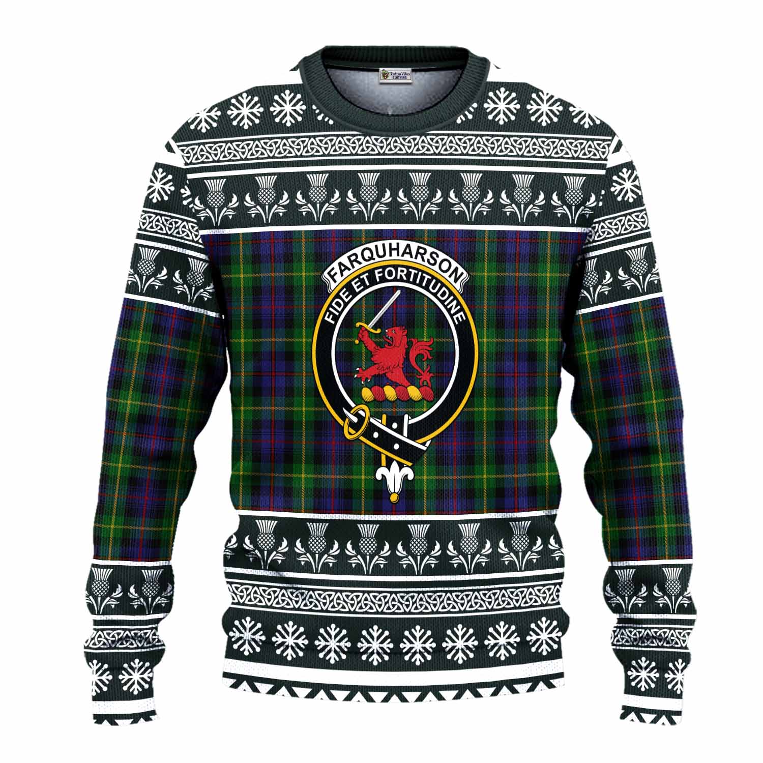 Farquharson Clan Tartan Christmas Ugly Sweater with Family Crest - Tartan Vibes Clothing