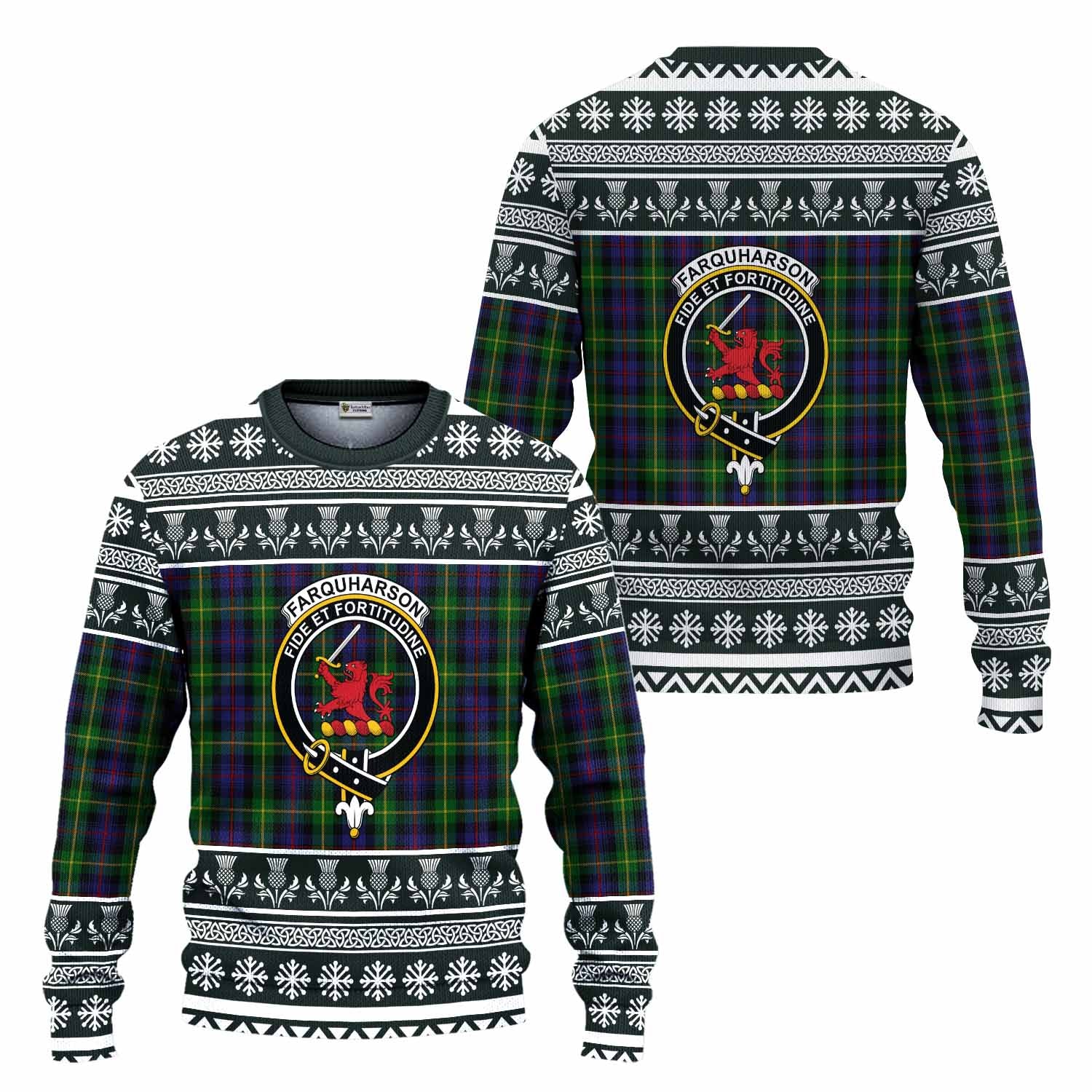 Farquharson Clan Tartan Christmas Ugly Sweater with Family Crest - Tartan Vibes Clothing
