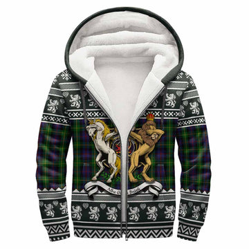 Farquharson Clan Tartan Crest Christmas Fleece Hoodie Coat of Arms Funny Style