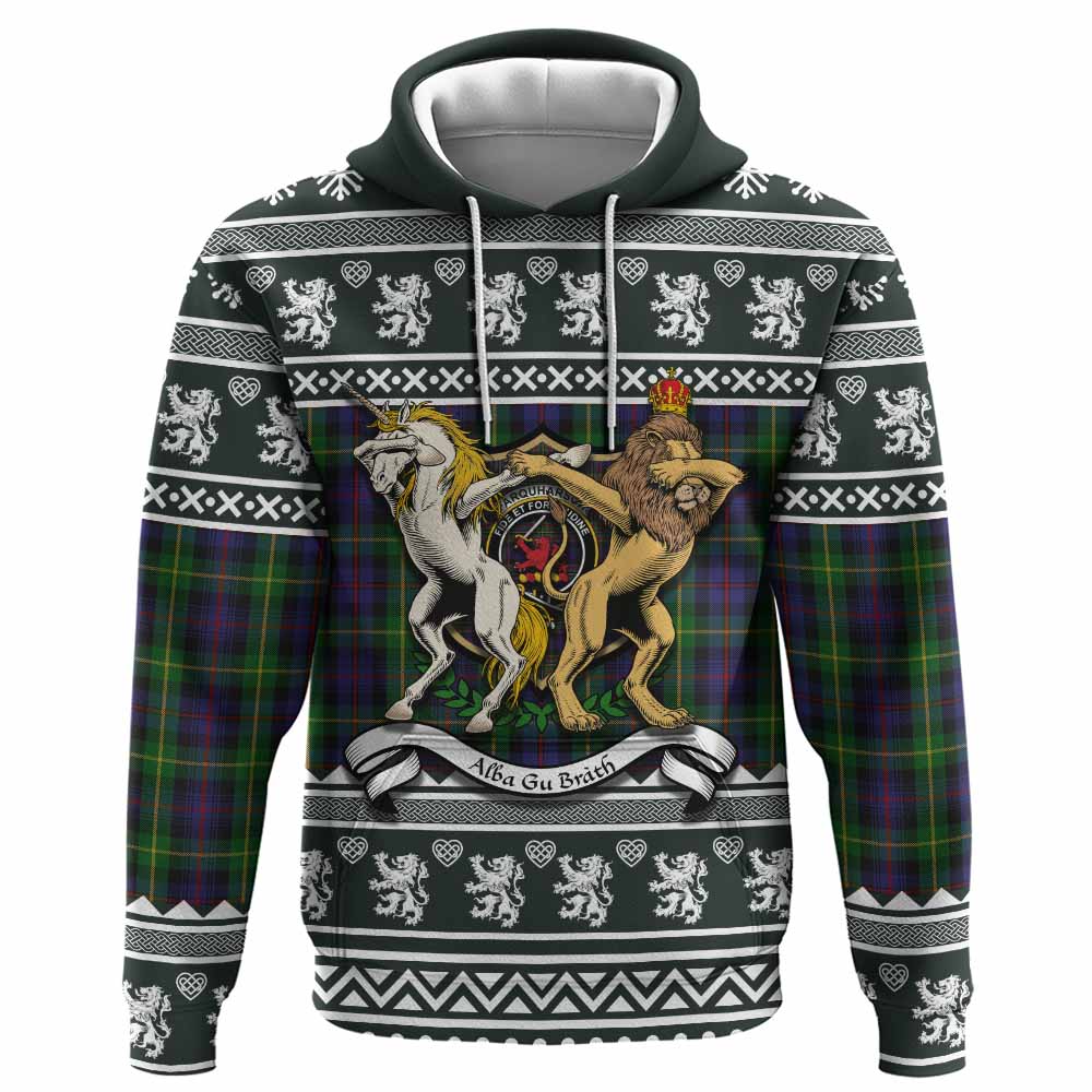 Farquharson Clan Tartan Crest Christmas Hoodie Coat of Arms Funny Style - Tartan Vibes Clothing