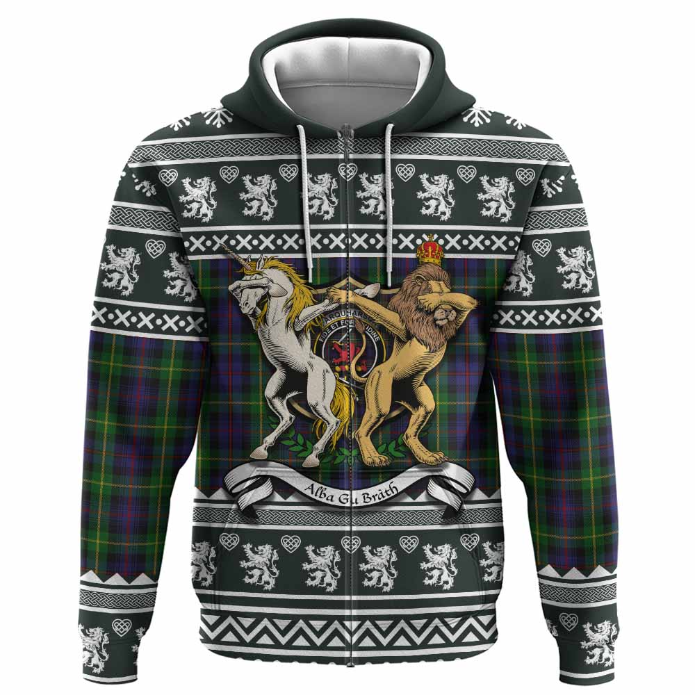 Farquharson Clan Tartan Crest Christmas Hoodie Coat of Arms Funny Style - Tartan Vibes Clothing