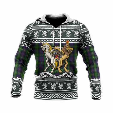 Farquharson Clan Tartan Crest Christmas Knitted Hoodie Coat of Arms Funny Style