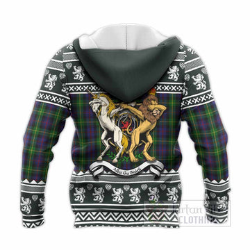 Farquharson Clan Tartan Crest Christmas Knitted Hoodie Coat of Arms Funny Style