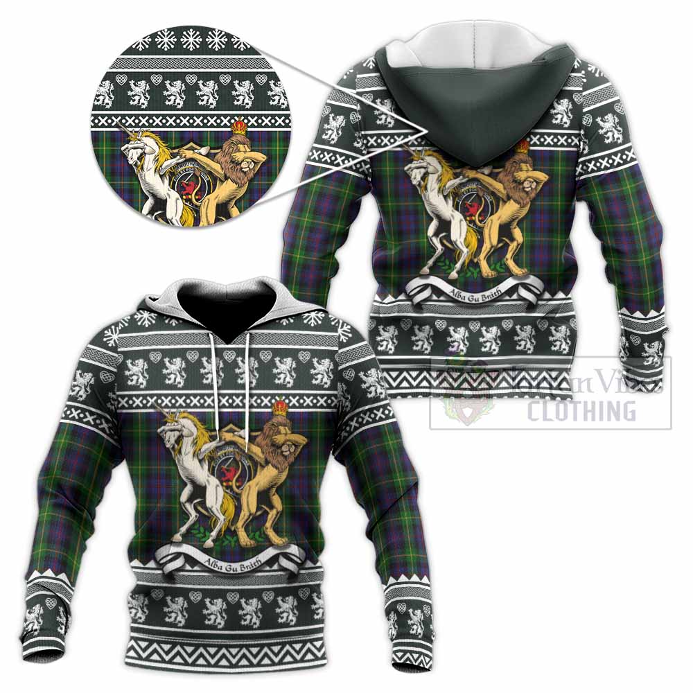 Farquharson Clan Tartan Crest Christmas Knitted Hoodie Coat of Arms Funny Style - Tartan Vibes Clothing